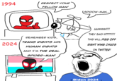 1994 RESPECT YOUR FELLOW MAN! REMEMBER KIDS, TRANS RIGHTS ARE 2024 HUMAN RIGHTS AND I'M THE REAL SPIDER-MAN! (SPIDOW-MAN... 42 AAHHHHH!!!! THEY SAID ITTTT!!!! THIS WILL PISS OFF RIGHT WING CHUDS ON TWITTER! Biden 2024
