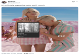A "tweet":https://knowyourmeme.com/memes/sites/twitter-x about "Taylor Swift":https://knowyourmeme.com/memes/people/taylor-swift and her song "august," using the "Ken on Barbie's Shoulder":https://knowyourmeme.com/memes/ken-on-barbies-shoulder format.