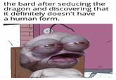 the bard after seducing the dragon and discovering that it definitely doesn't have a human form.