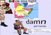 ok ima fight Eritrea Aden prot. Socotra Br. Ind.prot.) Som. (Fr.) Br. Som. MAJERTEENIA O Addis Ababa (Br. prot.) (It prot) ETHIOPIA Dervish Huwan HOBYO grot) GELEDI da ot. East Africa Benadir (It/BQ) Protectorate (Br. prot.) Horn of Africa 1895 damn got hands Result Ethiopian victory Territorial Sovereignty of Ethiopia confirmed; changes border with Italian Eritrea delineated