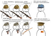 ¡Una, Grande y MUERTE A LOS ¡VIVA REPUBLICANOS Who are you people, I thought I hired Galicians Libre! FRANCO! FÜR DEN Who are you people, I KAISER WIR WERDEN KRAKAU Nie mówię po niemiecku. (thought I hired Galician's ZURÜCKEROBERN Wypuść mnie.