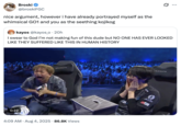 A "quote-tweet":https://knowyourmeme.com/memes/quote-retweets-qrts of the Evo":https://knowyourmeme.com/memes/events/evolution-championship-series-evo 2025 clip of Koji screaming and freaking out after losing to GO1 in _Fatal Fury_.