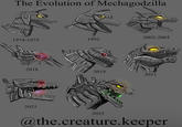 The Evolution of Mechagodzilla 6000 2002-2003 1974-1975 1992 2018 2018 2021 2021 2025 @the.creature.keeper