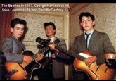 The Beatles in 1957. George Harrison is 14, John Lennon is 16 and Paul McCartney 15,