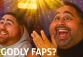 A "photoshopped":https://knowyourmeme.com/memes/sites/photoshop and "AI-generated image":https://knowyourmeme.com/memes/cultures/ai-art of "Twitch":https://knowyourmeme.com/memes/sites/twitch streamer LosPollosTV and his dad with text reading, "Godly Faps?"