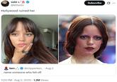 A tweet claiming Jenna Ortega fell off. The tweet also claims that Hollywood ruined her.
