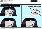A meme about Jenna Ortega. The meme believes she shaved her eyebrow.
