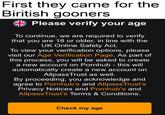 First they came for the Biritish gooners Please verify your age To continue, we are required to verify that you are 18 or older, in line with the UK Online Safety Act. To view your verification options, please visit our Age Verification Page. As part of this process, you will be asked to create a new account on Pornhub - this will automatically create a new account on Allpass Trust as well. By proceeding, you acknowledge and agree to Pornhub's and Allpass Trust's Privacy Notices and Pornhub's and Allpass Trust's Terms & Conditions. Check my age