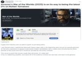 A "Reddit":https://knowyourmeme.com/memes/sites/reddit post in the /r/moviecritic subreddit about the 2025 _War of the Worlds_ film on "Amazon Prime Video":https://knowyourmeme.com/memes/sites/amazon.