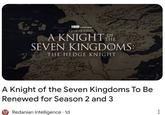 Firn Islands chenman HBO ORIGINAL GAME THRONES A KNIGHT THE SEVEN KINGDOMS: THE HEDGE KNIGHT A Knight of the Seven Kingdoms To Be Renewed for Season 2 and 3 Redanian Intelligence. 1d