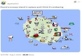 A tweet reading, "Found a snoopy island in wplace and I think it's endearing." The screenshot is of Wplace's Snoopy Island.