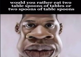 would you rather eat two table spoons of tables or two spoons of table spoons