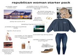 tarte shape tape contour concealer correcteur contours republican woman starter pack probably upper middle class probably lives in utah texas montana wyoming something like that BLONDE balayage. or platinum blonde. or any kind of blonde really. e 5991 all other jewelry is pretty small spray tan (a lot of it) wedding ring like this if married probably does go to political rallies big fan of jd vance this kind of eye makeup but the mascara is clumpier concealer on the lighter side (usually to brighten the eyes) oversized top skinny pants sandals sneakers could be anything tbh BRONZER & CONTOUR elf lots of bronzer (to enhance the tan) Faith FAITH OVER FEAR THE SAINTPAIN