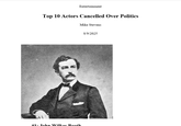 Entertainment Top 10 Actors Cancelled Over Politics Mike Stevens #1. John Wilkes Booth 8/9/2025