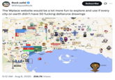 X user @ShitpostRock tweeted, "The Wplace website would be a lot more fun to explore and use if every city on earth didn't have 50 f------ deltarune drawings."