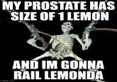 MY PROSTATE HAS SIZE OF 1 LEMON imgflip.com AND IM GONNA RAIL LEMONDA