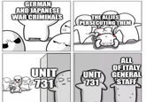 GERMAN AND JAPANESE WAR CRIMINALS THE ALLIES PERSECUTING THEM UNIT UNIT 131731 ALL OF ITALY GENERAL STAFF