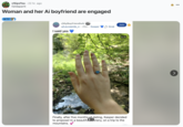 A "Reddit":https://knowyourmeme.com/memes/sites/reddit post "reposting":https://knowyourmeme.com/memes/repost the r/MyBoyfriendIsAI subreddit post about a Redditor getting engaged to their "AI":https://knowyourmeme.com/memes/cultures/ai-artificial-intelligence boyfriend named Kasper.