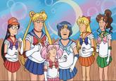 A piece of crossover art by Steve Yurko. The art crosses over King of the Hill and Sailor Moon.