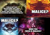 I GUESS HE'S GOT HIS REASONS, BUT I JUST DON'T WANT TO KNOW 'CAUSE FOR ETERNAL YEARS I'VE BEEN LIVING NEXT DOOR TO MALICE MALICE? MALICE? imgflip.com WHO THE F--- IS MALICE?
