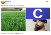 The official iFunny X account posted their version of the "how to say "thank you" in Spanish" meme, showing an image of "Keemstar":https://knowyourmeme.com/memes/people/keemstar.