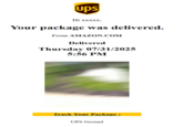 ups Ні ххххх, Your package was delivered. From AMAZON.COM Delivered Thursday 07/31/2025 5:56 PM Track Your Package > UPS Ground