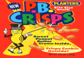 NEW PLANTERS Bite Size Snack P.B. CRISPS MR.PEANUT PEANUT Sweet Peanut Butter Creme Inside, Crispy Cookie Outside! NET WT. 7.25 OZ. (205g)