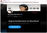 A Reddit post reading, "Clairo didn’t win a Grammy so I blocked Gracie Abrams."