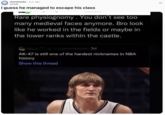 A "Reddit":https://knowyourmeme.com/memes/sites/reddit post "reposting":https://knowyourmeme.com/memes/repost the original "Rare Physiognomies" tweet to the "Rare Insults":https://knowyourmeme.com/memes/sites/rare-insults subreddit.