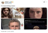 A "tweet":https://knowyourmeme.com/memes/sites/twitter-x using the "I'm Assembling a Team":https://knowyourmeme.com/memes/im-putting-together-a-team-im-assembling-a-team caption, joking about Rare Physiognomies.
