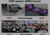 100 years difference Sarcasm 1921 Technology 2021 1921 Education 2021