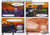THE EMPEROR'S FATHERLY ADVENTURES HASTE AND POLITELY GREETINGS! WE CAME FOR OUR NEW BATCH OF SLAVES GET A LOAD OF THIS GUY Bes Dad NEVERMORE, THESE PEOPLE ARE UNDER MY PROTECTION BEGONE! OR FACE MY WRATH To Be Continued tio X TIOSOKARO OTIO_SOKARO_ART PKO-FI: TIOSOKARO SOKARO