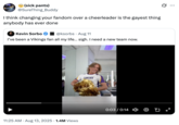 A "quote-tweet":https://knowyourmeme.com/memes/quote-retweets-qrts about the two male cheerleaders to the Minnesota Vikings "NFL":https://knowyourmeme.com/memes/cultures/nfl-american-football team's cheer squad in August 2025.
