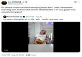 A "quote-tweet":https://knowyourmeme.com/memes/quote-retweets-qrts about the two male cheerleaders to the Minnesota Vikings "NFL":https://knowyourmeme.com/memes/cultures/nfl-american-football team's cheer squad in August 2025.