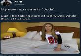 A post reading, "My new rap name is Jody." The meme makes fun of Selena Vargas for cheating.