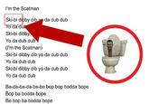 I'm the Scatman Ski-bi dibby dib va da dub dub Yo da duk Ski-bi dibby Yo da dub dub (I'm the Scatman) Ski-bi dibby dib yo da dub dub Yo da dub dub Ski-bi dibby dib yo da dub dub Yo da dub dub Ba-da-ba-da-ba-be bop bop bodda bope Bop ba bodda bope Be bop ba bodda bope