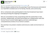 A "tweet":https://knowyourmeme.com/memes/sites/twitter-x from the "Twitter / X":https://knowyourmeme.com/memes/sites/twitter-x account of @Kick_FR about the death of French "Kick":https://knowyourmeme.com/memes/sites/kick-streaming-platform streamer Jean Pormanove, who passed away in his sleep during a 10-day streaming marathon in August 2025.