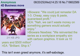 Anonymous 4D Business move DRAGON AGE THE VEILGUARD 211 KB JPG 08/20/25(Wed)14:25:18 No.718602589 >Bioware: "We could just remaster DA 1-3. Cheap, easy copy & paste, guaranteed profit." >EA: "Nah, we can't waste money on something gamers would actually enjoy." >Bioware Newbies: "We reinvented the series as a workplace empathy sim with cartoon graphics. It took us 10 years and $500 million" >EA: "Brilliant. Ship it." This isn't even greed anymore, it's self-sabotage.