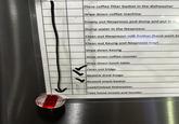 Don't quiT Place coffee filter basket in the dishwasher Wipe down coffee machine Empty out Nespresso pod dump and put in a Dump water in the Nespresso Clean out Nespresso milk frother (hand wash b Clean out Keurig and Nespresso trays Wipe down Keurig Wipe down coffee counter Wipe down lunch table Clean out fridge Restock drink fridge Restock snack basket Load/Unload Dishwasher Take home towels and launder