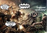 Why did you betray us, Horus? Brother, why? HORUS! *confused screeching*