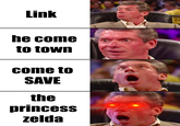 Link he come to town come to SAVE the princess zelda