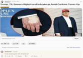 A "Reddit":https://knowyourmeme.com/memes/sites/reddit comment about Donald Trump's hand makeup, reading, "Is he covering his MS-13 tattoos?"