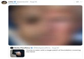A blurry photo of "Donald Trump":https://knowyourmeme.com/memes/people/donald-trump in the "XXXTentacion Half-Face Mashup":https://knowyourmeme.com/memes/xxxtentacion-half-face-mashup meme, joking about Trump dying soon.