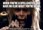 WHEN YOU'RE A SPELLCASTER AND HAVE NO CLUE WHAT YOU'RE DOING What kind of magic spell to use?