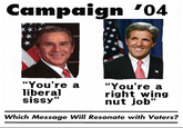 Campaign '04 "You're a liberal sissy" "You're a right wing nut job" Which Message Will Resonate with Voters?