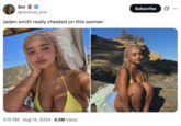 A "tweet":https://knowyourmeme.com/memes/sites/twitter-x about "Jaden Smith":https://knowyourmeme.com/memes/people/jaden-smith supposedly ""fumbling":https://knowyourmeme.com/memes/fumbling-a-bad-bitch" his ex-girlfriend Sab Zada, whom he allegedly cheated on in 2024 with an "influencer":https://knowyourmeme.com/memes/social-media-influencer named Khleopatre. 