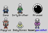 Fan art depicting the six skeleton brothers. Four of them do not exist. 