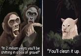 "In 2 million years you'll be s------- in a box of gravel!" "You'll clean it up.