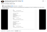 X user @DidDTrumpDie responded to journalist @lrozen's tweet about Donald Trump not having any events scheduled over Labor Day weekend, writing, "Yeah he likely died LOL" and gathering over 140,000 likes in two days.