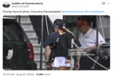 On August 30th, X user @lynn_of_cait posted a press image of Trump golfing over Labor Day weekend, writing, "Trump found alive. Country Devastated #whereistrump #trumpdead."